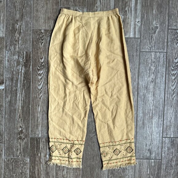 2/$18 SALE! Vintage Joy Peace Capri Pants Womens 8 High Waist Embroidered Beaded - Picture 10 of 11